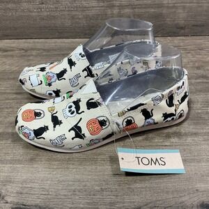 TOMS Belmont Halloween Flats Pumpkins Skulls Cats Slip on Shoes Women's Size 6